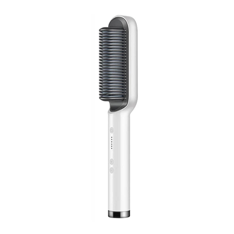 Brosse chauffante ionique pour cheveux lisses et brillants - BLANC