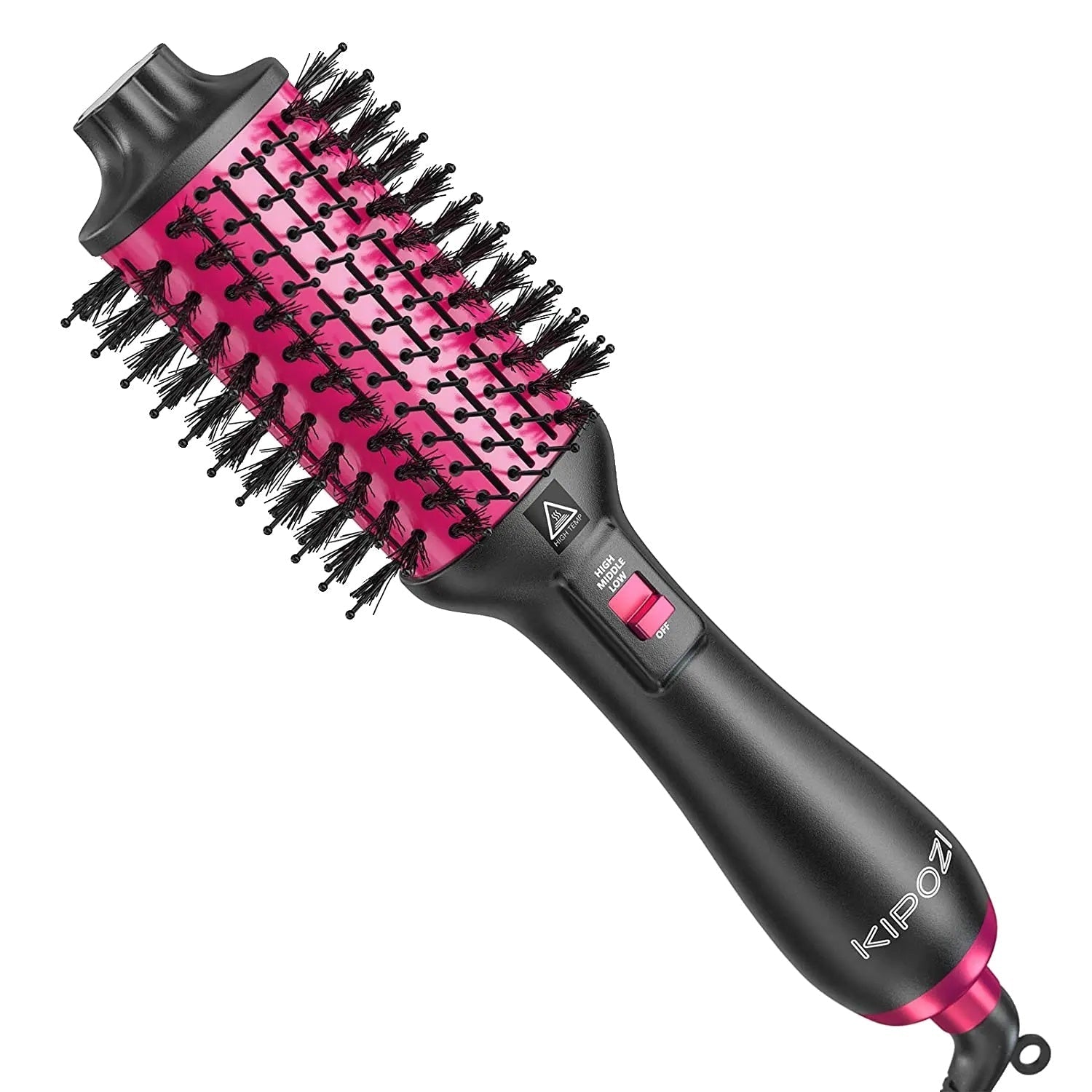 Brosse chauffante pour séchage et coiffage des cheveux - Rose