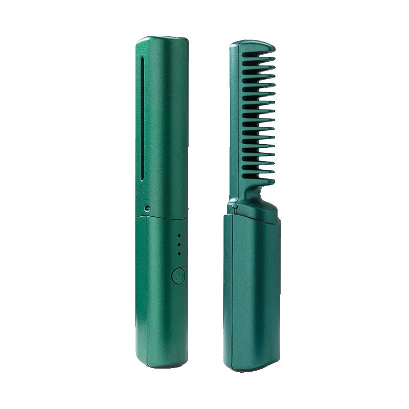 Brosse chauffante sans fil pour cheveux lisses et brillants - Vert