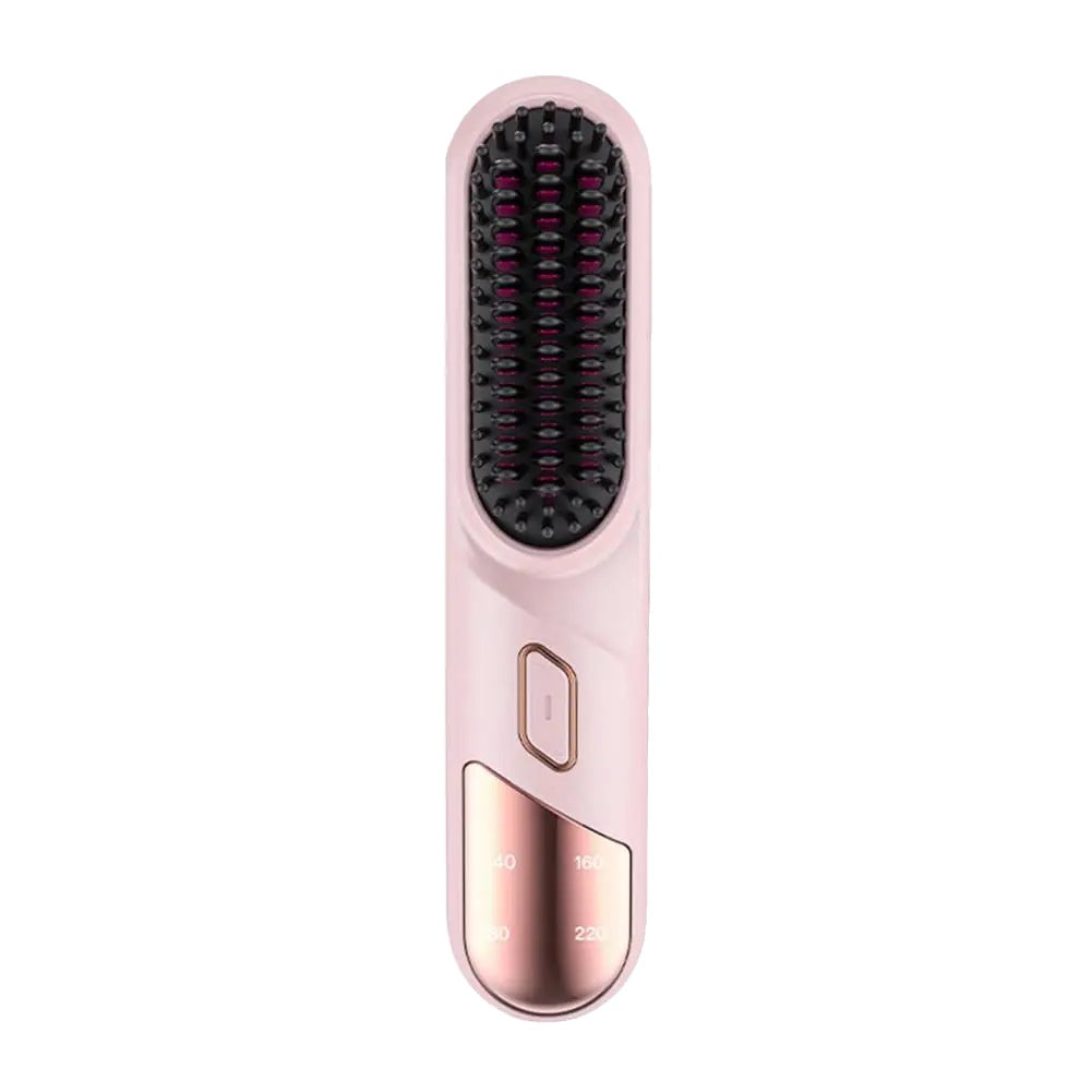 Brosse chauffante USB pour lisser et donner du volume aux cheveux - rose