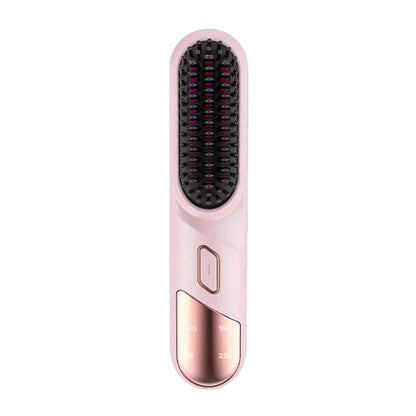 Brosse chauffante USB pour lisser et donner du volume aux cheveux - rose