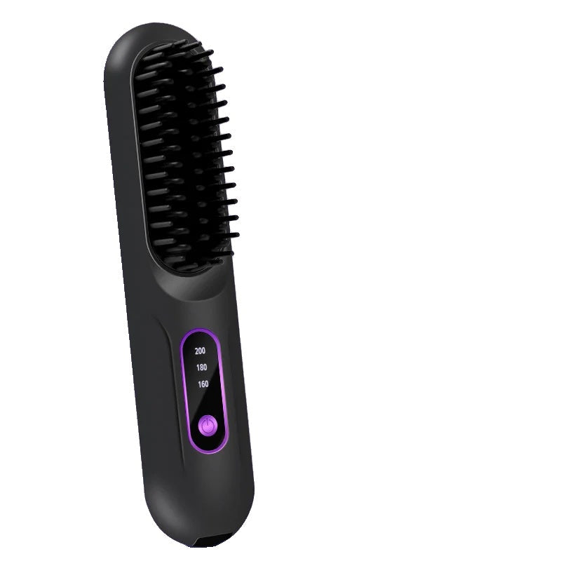 Brosse lissante USB portable pour cheveux lisses en un instant - Noir