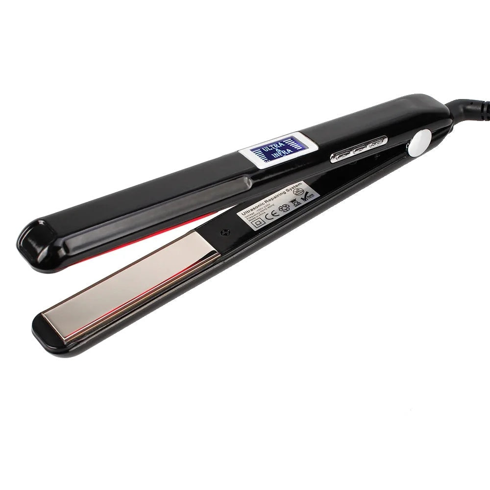 Lisseur infrarouge et ultrasonique pour cheveux hydratés et lisses - Blanc