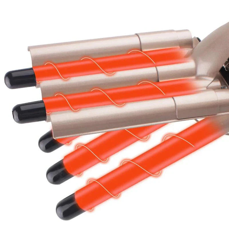 Onduleur 5 cylindres en céramique tourmaline pour coiffure rapide