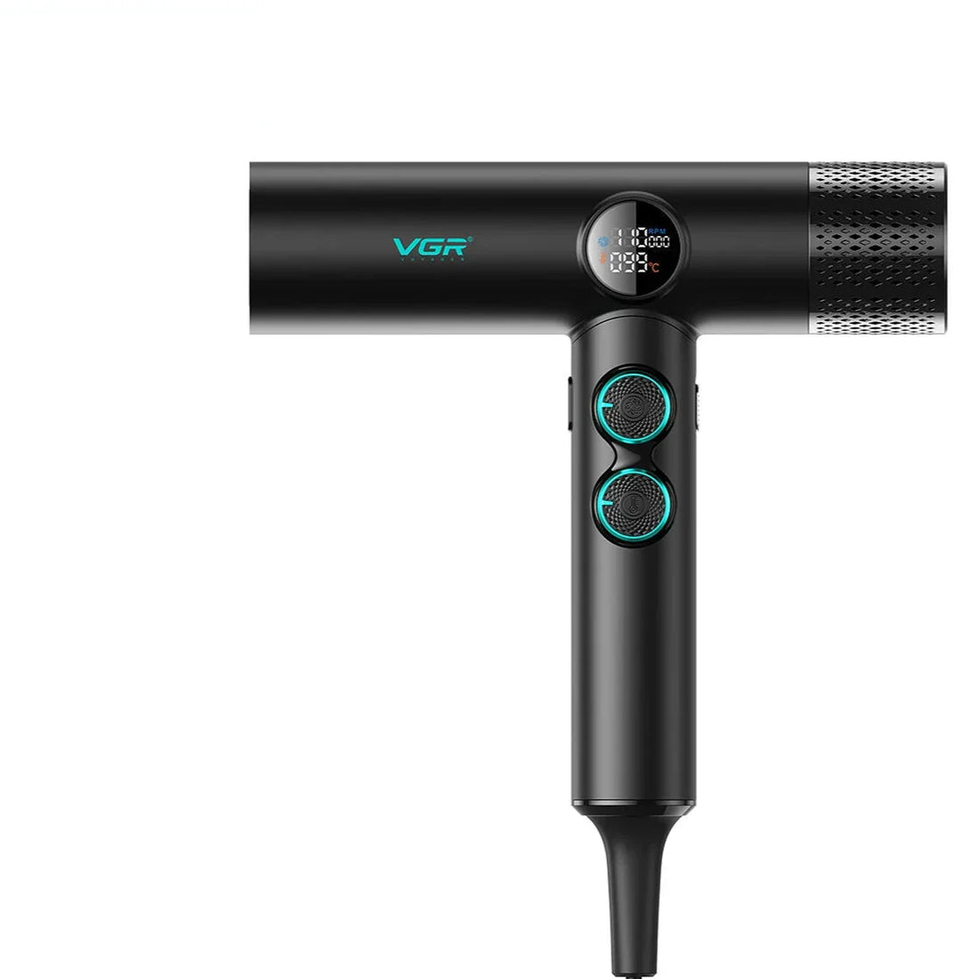 Sèche-cheveux professionnel avec écran digital et contrôle de température - Noir