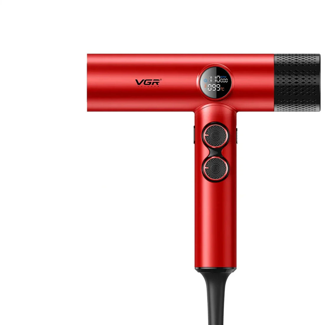 Sèche-cheveux professionnel avec écran digital et contrôle de température - Rouge